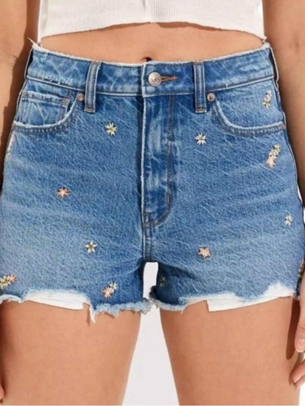 American eagle floral embroidered Jean shorts